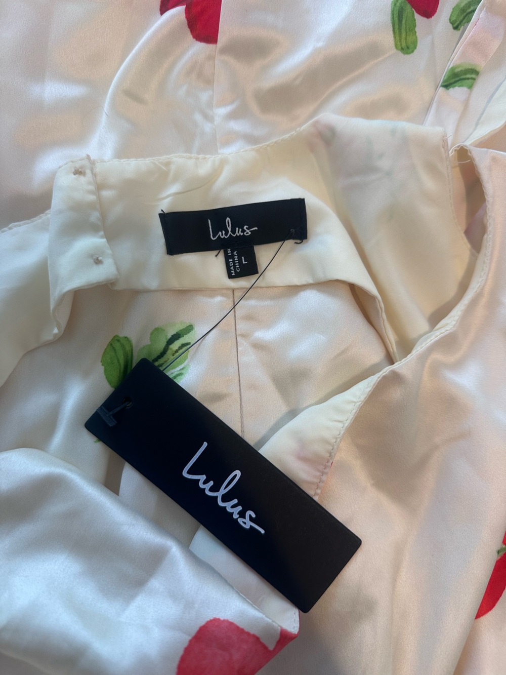 Lulu's Cream Mini Dress with Red Floral Print - Picture 5 of 5
